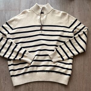 Brandy Melville 100% cotton Half-Zip Striped Sweater